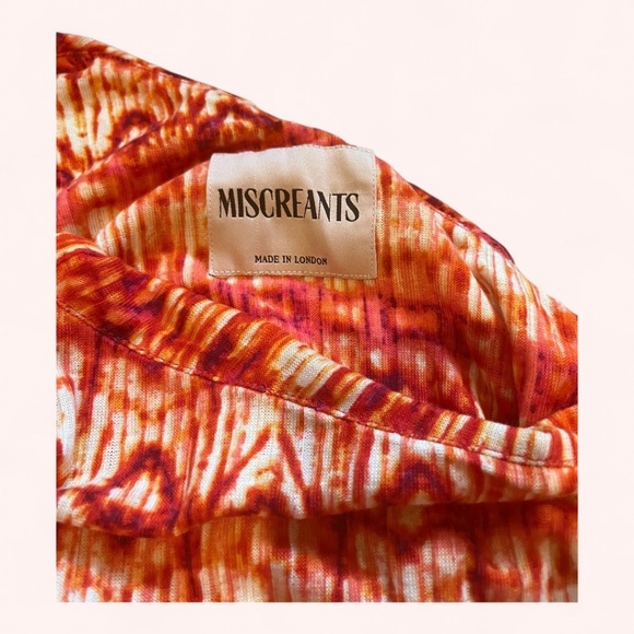 Miscreants Orange Tie Dye One Shoulder Ruched Mini Dress and Gloves NWT Size 4 - Picture 4 of 6